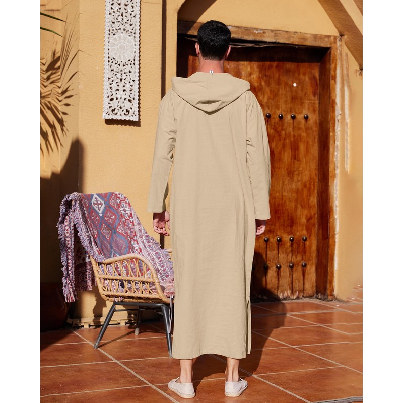 YAOHUOLE Mens Long Sleeve Kaftan Side Split Men Kaftan Long