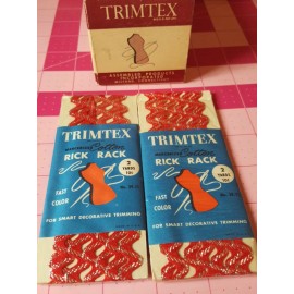 Trimtex Vintage Trimtex Rick Rack Red & Metallic Silver LOT OF 2!  Total of 4 Yards NIP