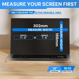 14 Inch 16:10 Laptop Privacy Screen Filter, Laptop Screen Privacy Shield and Anti Glare Blue Light Filter, Removable 14" Privacy Screen and Scratch Resistant