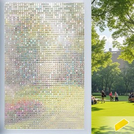 Window Privacy Film Stained Glass Window Film Decorative Window Film for Glass Frosted Glass Window Film Removable Window Tint Static Cling Window Film for Kitchen (Silver, 17.5inx118in)