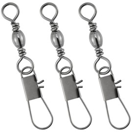 Dr.Fish 50 Pack Freshwater Fishing Snap Swivels, Barrel Swivel with Safety Snap Interlock Snaps Size 6 40Lb Stainless Steel Swivels Fishing Tackle Clip Fast Snap