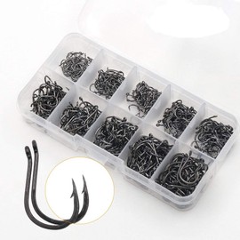BiaoGan 500PCS Small Fishing Hooks, Assorted 10 Sizes(3#-12#) Fish Hooks Portable Plastic Box, Strong Sharp Fishhook with Barbs for Freshwater/Seawater