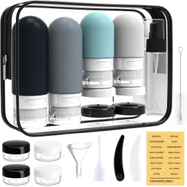 Kit de Botellas de Viaje, 16 Piezas, a Prueba de Fugas, Comprimible, con Bolsa de Almacenamiento Transparente, para Gel de Ducha, Acondicionador, Productos para el Cuidado de la Piel (Color B)