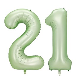 Yiran Number 21 Balloons Giant 32 Inch, Olive Green Foil Mylar Helium Balloons, 21st Birthday Decor for Women Birthday Party Anniversary Business Decorations Supplies