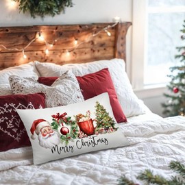 Dilemat Vintage Christmas Pillow Cover 12x20,Christmas Room Decor,Santa Claus Decor,Holiday Throw Pillow Covers for Couch Bed Home Bedroom Living Room