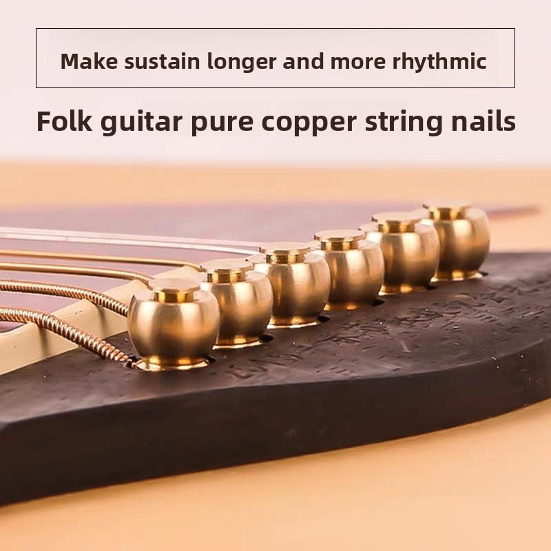 Folk Guitar Universal Brass Fixed String Bridge Pin (6pcs) with