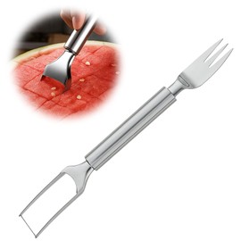 wilcractk 2-in-1 Watermelon Cutter, Melon Slicer, Stainless Steel, Double Head Fruit Fork for Kitchen, Camping, Family Celebrations (1 Piece)