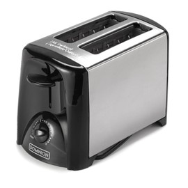 Dominion 2-Slice Toaster with Shade Control, Slide-Out Crumb Tray, Auto-Shutoff, Toast Lift, Brushed Stainless Steel/Black