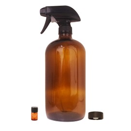 Large Amber Glass Spray Bottle with Storage Cap, Mist & Stream Sprayer & Perfume Studio Fragrance Sample; Ideal for Essential Oils, Cleaning Products, and other Sprayable Liquids; (32oz Sprayer)