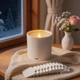 NO-Battery LED Candle Waterless Diffuser and 3D Wick and Realistic Flame Candle,2 in 1 Flameless Candle Diffuser,Waterless Essential Oil Diffuser with 12PCS Cotton Pads(Only Connect USB Line Use)
