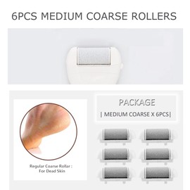 6 Pack Same Rough Replacement Coarse Roller Head for Electric Callus Remover, Foot File Pedicure Tools Refill Rollers for Feet Callus Shaver Pedicure Kit for Hard Dead Skin (6pcs Medium Coarse)