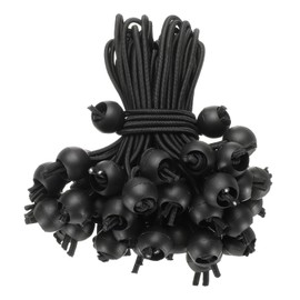 HARFINGTON 50Pcs Ball Bungee Cords 6" Heavy Duty Bungee Cord Balls Bungee Cords with Balls Tarp Bungee Balls Ties for Tent Camping Cargo Holding Wire and Hoses, Black