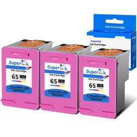 USUPERINK Remanufactured 65XL High Yield Ink Cartridge Replacement for HP 65 65XL N9K03AN Compatible with AMP 120 125 DeskJet 2620 3700 3720 Envy 5000 5032 Printer (Tri-Color, 3 Pack)