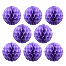 Ruidee 8 Pieces Paper Honeycomb Balls Tissue Paper Flower Balls Party Backdrop Decoration for Weddings, Birthday Parties, Baby Showers（8in/Light Purple）