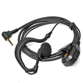 HYSHIKRA G Shape 2.5mm Earphone with Microphone and 1 Pin Walkie Talkie Pingring Compatible with Motorola TLKR T60 T61 T62 Extreme Hunter HYT TC-320 2 Way Radio (1 Pack)