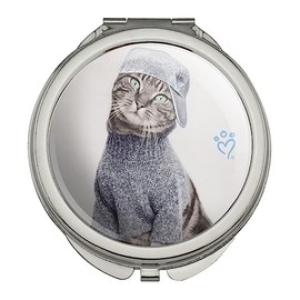 GRAPHICS & MORE Kitty with Sweater and Hat Compact Travel Purse Handbag Makeup Mirror
