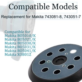 2 Pcs 5 Inch 8 Hole Replacement Sander Backing Pad Sander Hook and Loop Replacement Sanding Pad Surfaces for Makita BO5010, BO5030K, BO5031K, BO5041K