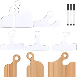 Frienda 6 Pcs Charcuterie Board Template Acrylic Router Template Cutting Board Template for Woodworking Thick Handle Template with 3 Pens Angled Curvy Stencils Guide Tools for Kitchen(Stylish)
