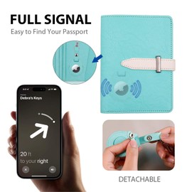 Deziliao Passport wallets, Mulit-purpose RFID Blocking Passport Holder AirTag Wallet, Travel Wallet（Blue-white）