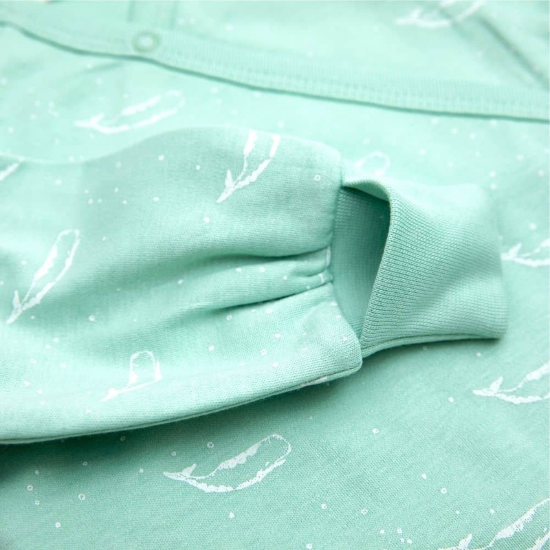 Organic Cotton Crossover Baby Sleepsuit with Feet - Sage Green