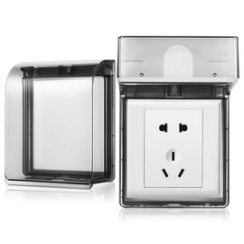 DECHOUS 2Pcs Waterproof Outlet Covers: Plastic Outdoor Weatherproof Outlet Cover Boxes - Self Adhesive Baby Safety Plug Protector - Home Kitchen Bathroom Outside Use