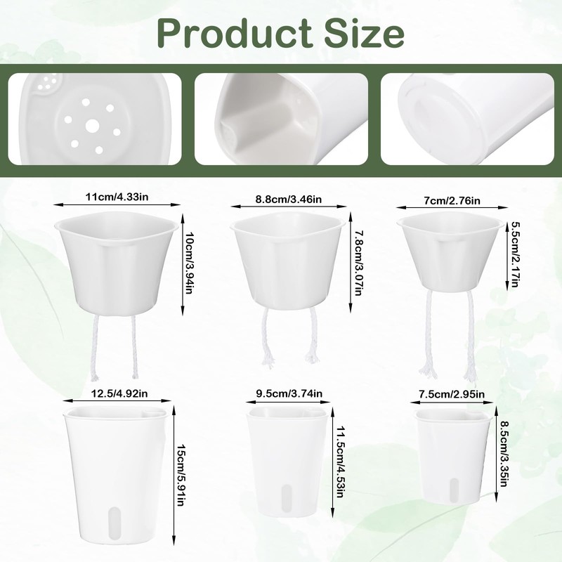 Meyeyaia 18 Pcs Self Watering Pots 3 Sizes Plastic Self