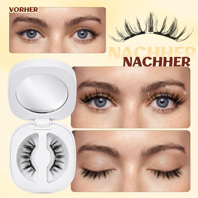 QUEWEL Magnetic Eyelashes, 1 Pair Soft Magnetic Eyelashes, Reusable Magnetic