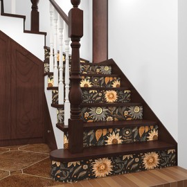 Laatse Dark Wallpaper Peel and Stick Boho Wallpaper for Bedroom Black Floral Contact Paper Waterproof Self Adhesive Vintage Wall Mural Walls Drawers Bookcase 17.5in x393in