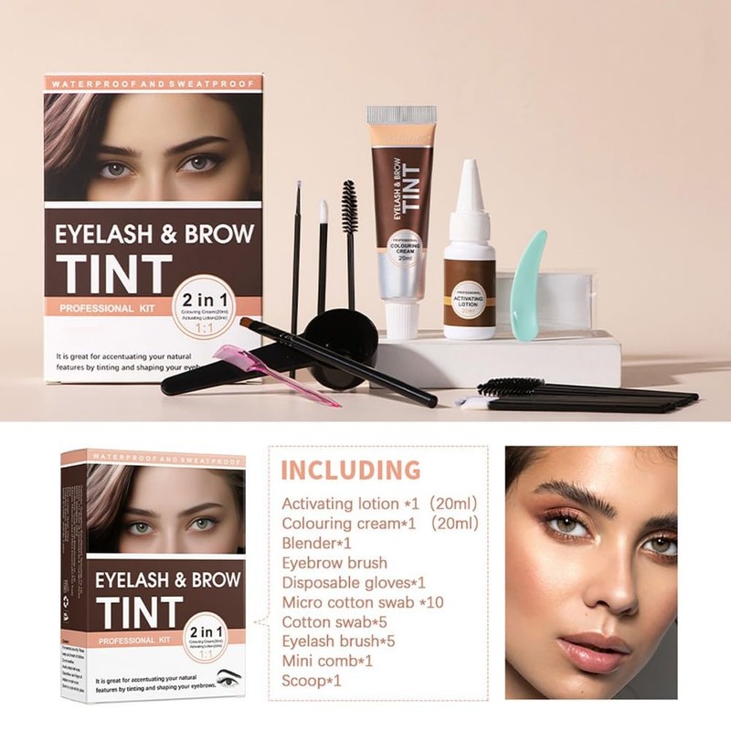 2 In 1 Eyelash & Eyebrow Tint Kit, Lash Tint