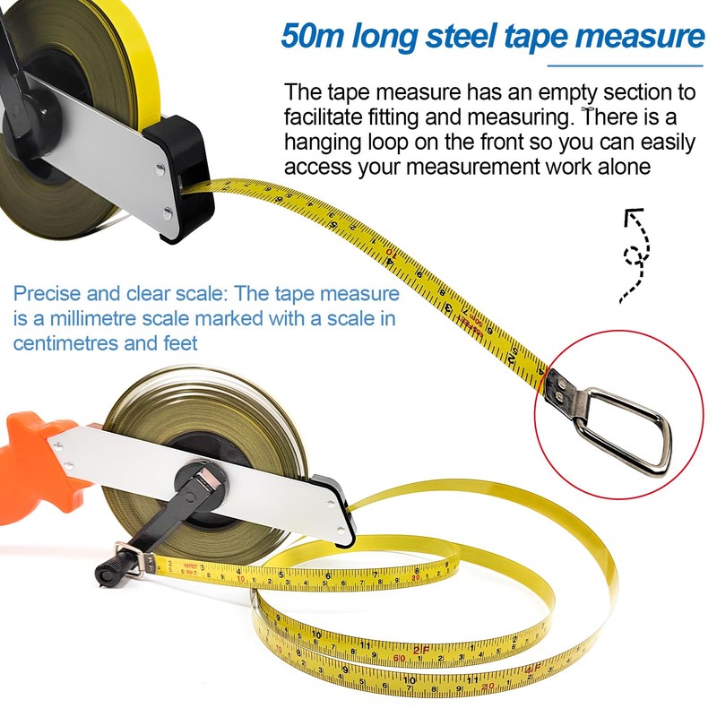Precise 50 m Roll Tape Measure with Ergonomic Handle -