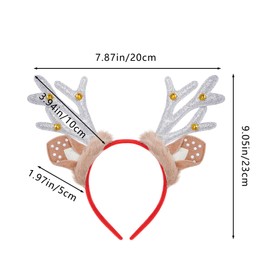 Yymobt 2 PCS Deer Antlers Headband Reindeer Headwear with Plush Sequins Animal Ears for Christmas Cosplay Costumes Hair Accessory(Muticolor 1, One size)