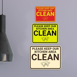 Signs ByLITA Classic Framed Please Keep Our Kitchen Area Clean Sign (Brushed Silver) - Large