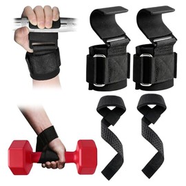 Straps para Gym, Juego de Ganchos y Correas para Levantamiento de Pesas, Ganchos Antideslizantes con Muñequeras Gym Ajustables, Straps Gym para Powerlifting, Deadlift y Entrenamiento de Fuerza