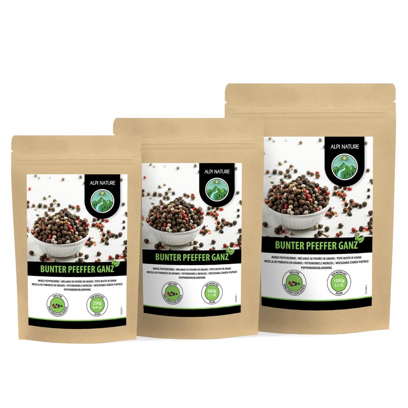 Mixed Peppercorns 500g 1.1 lb by Alpi Nature, Whole Peppercorns,