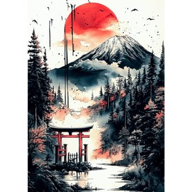 DAERLE Diamond Painting Kits for Adults, Japanese Style Landscape, 5D Sacred Shinto Gates Diamond Art for Beginners, Gem Art Kits for Adults for Home Wall Decor 30x40cm