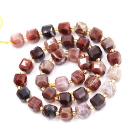 Malahill abalorio de piedra facetada natural al por mayor para hacer joyas, se venden por bolsa, 5 hebras en el interior del cubeta de madera petrificada, 8 mm
