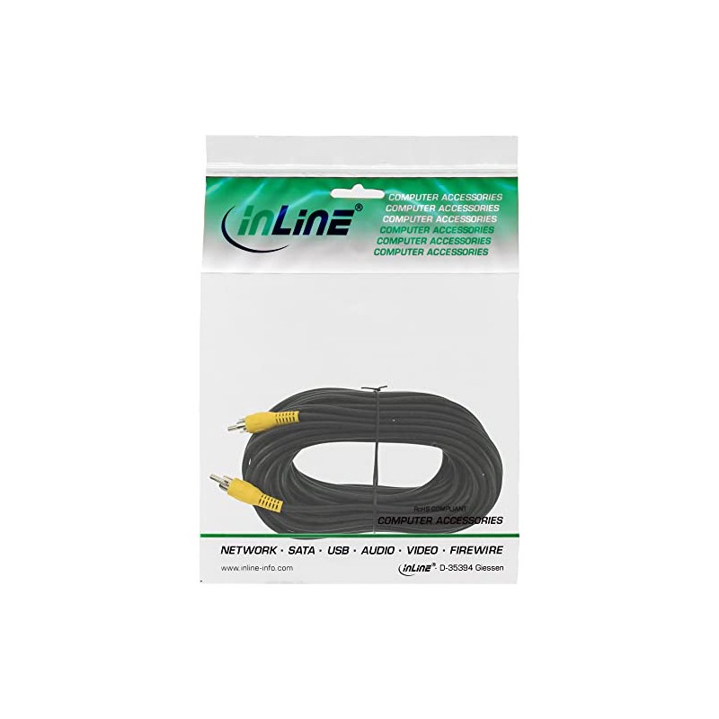 InLine® Video cable, InLine®, 1x RCA M/M 10m, yellow plugs