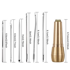 WILLBOND 6 Pieces Canvas Leather Sewing Awl Needle with Copper Handle, 50 m Nylon Cord Thread and 2 Pieces Thimble for Handmade Leather Sewing Tools Shoe and Repair