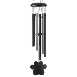 Wind Chimes Aluminium - Outdoor Large Deep Tone for Home Patio Garden Balcony Decoration,Memorial Sympathy Wind Chimes Gift with 6 Tuned Tubes,26 inch Black