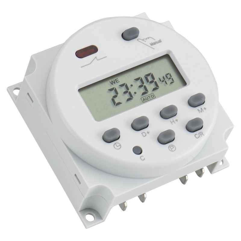 Baomain Time Switch Relay,Digital LCD Programmable Timer,110V AC Input,200-250V 16A