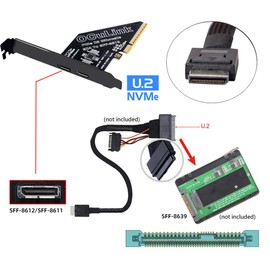 Xiwai PCI-Express 4.0 8X PCIE Detachable to Dual Oculink 4X SFF-8612 SFF-8611 VROC Raid0 Adapter for U.2 SSD eGPU Graphics Card External Dock