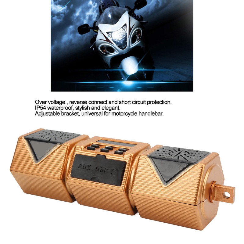 Motorcycle Stereo Speaker Handlebar Mount MP3 Music Player IP54 Waterproof