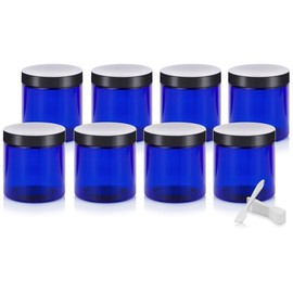 Cobalt Blue 8 oz / 250 ml PET (BPA Free) Plastic Jar (8 pack)