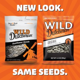 Wild Dutchman Roasted Sunflower Seeds in a Resealable Bag for Ultimate Freshness and an Easy Pour Snack, Salted Original Flavor, 6.5 oz (Pack of 12)
