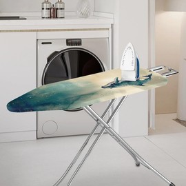 Daulesho Ink Wash Painting Whales Steam Ironing Board Replacement Cover Chinoiserie Whale Steam Ironing Board Cover Landscape Painting Stain Resistant, Machine Washable