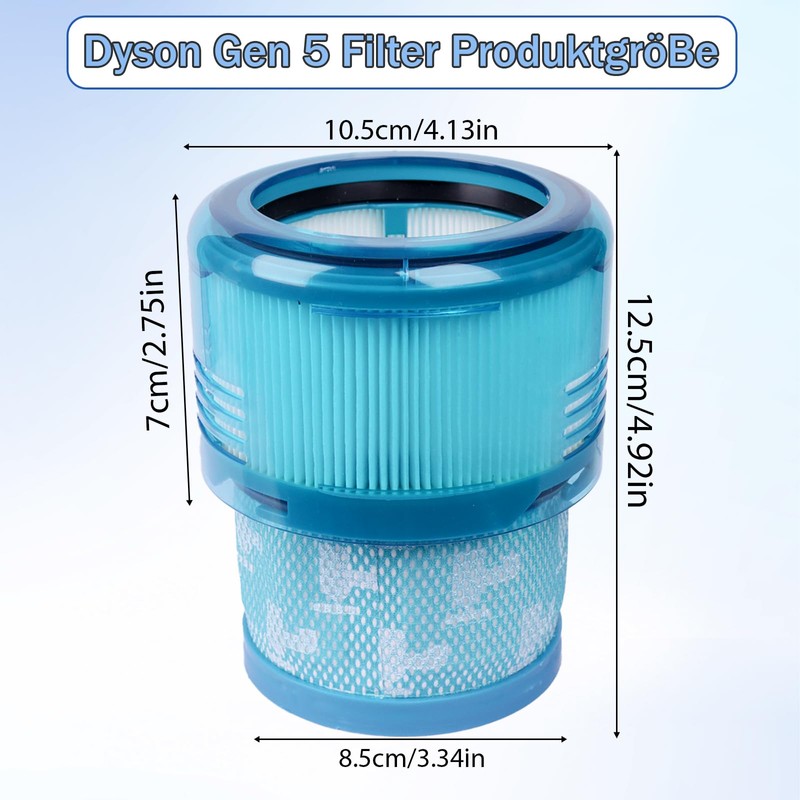 LOMGDOVC Gen5detect Filtro di ricambio con spazzola: filtro HEPA lavabile,