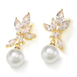 Gold Dangle Earrings for Women Dangling Leaf Bridal Earrings for Wedding Rhinestone Earrings Prom Evening Wear Sparkly Dangle Earrings for Party Stocking Stuffers for Women Christmas Gifts 2024