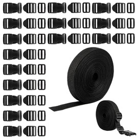 Polypropylene Webbing Kit – 10m Strap with 15 Buckles, 15 Tri-Glide Sliders & 15 Ladder Lock Buckles | Durable & Adjustable for DIY Projects, Backpacks, Luggage, and Outdoor Gear