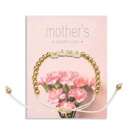 Mom Bracelet Gifts for Moms Mothers Day Gifts for Mom Birthday Gift from Daughter Son Mama Gold Bracelets for Women Mommy Gift Adjustable Mama Bead Bracelet