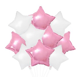 AnnoDeel 20pcs Pink White Star Mylar Balloons,18inch Pink Star and White Star Foil Balloons for Birthday Decoration Wedding Baby Shower Engagement Decoration Hot Pink Party Supplies